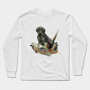 German Wirehaired Pointer with pheasant Long Sleeve T-Shirt